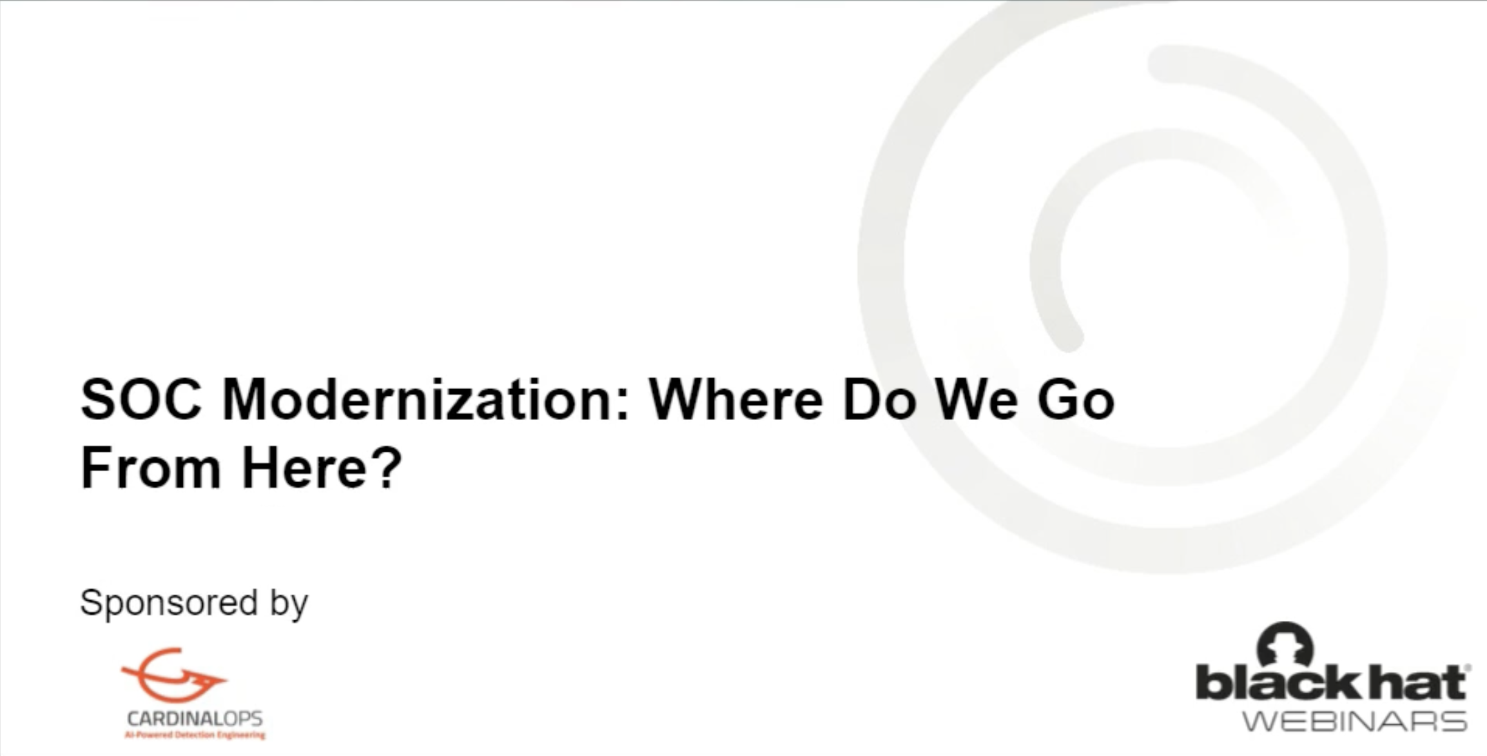 SOC Modernization - Where do we go from here title slide